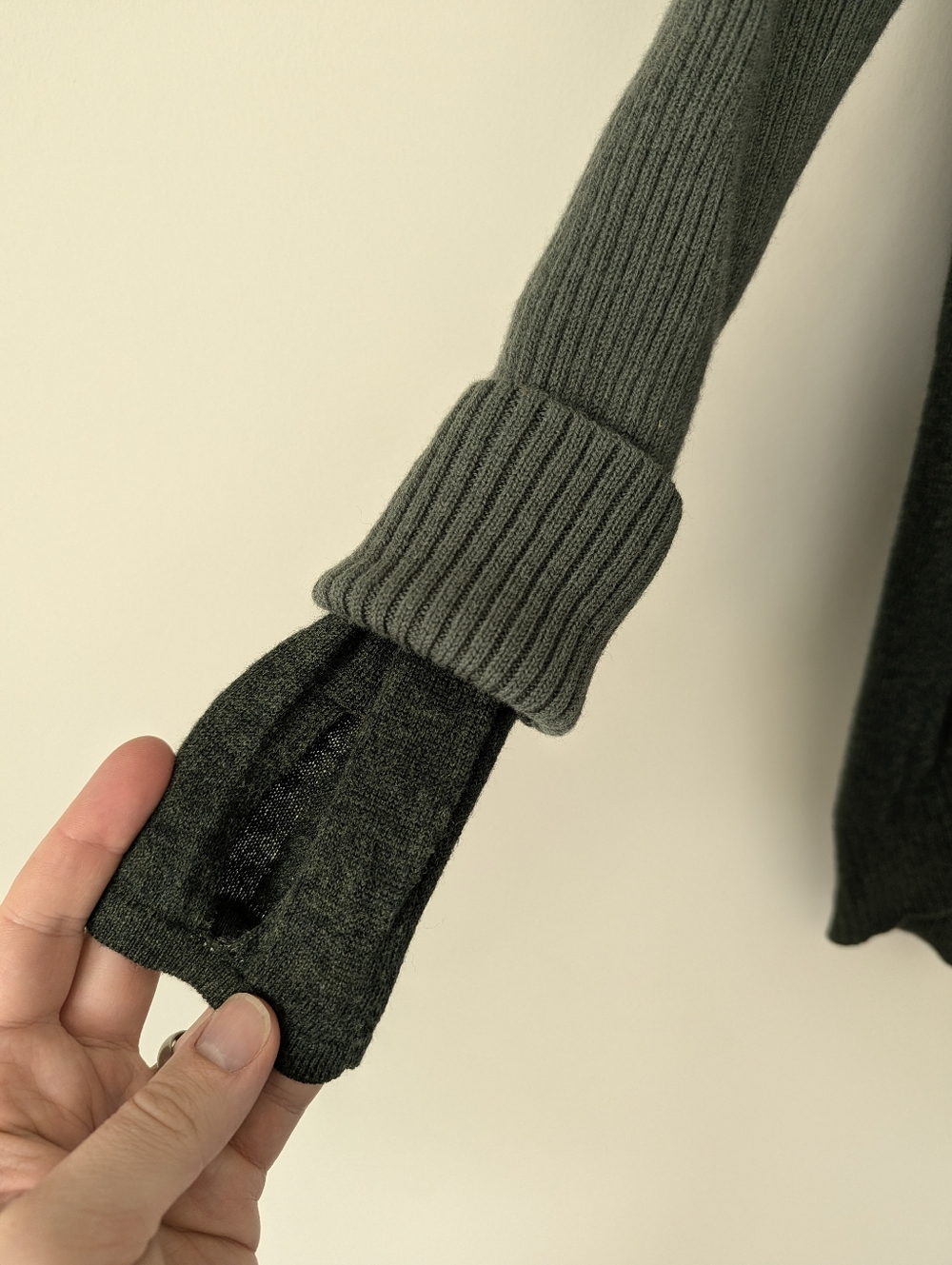 Athleta 100% Merino Wool Nopa Hooded Sweater Double Sleeve Cuffs - Picture 5 of 11